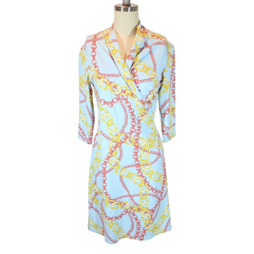 J MCLAUGHLIN Panama Chain Print Catalina Cloth Dress Size XS Preppy Stretch